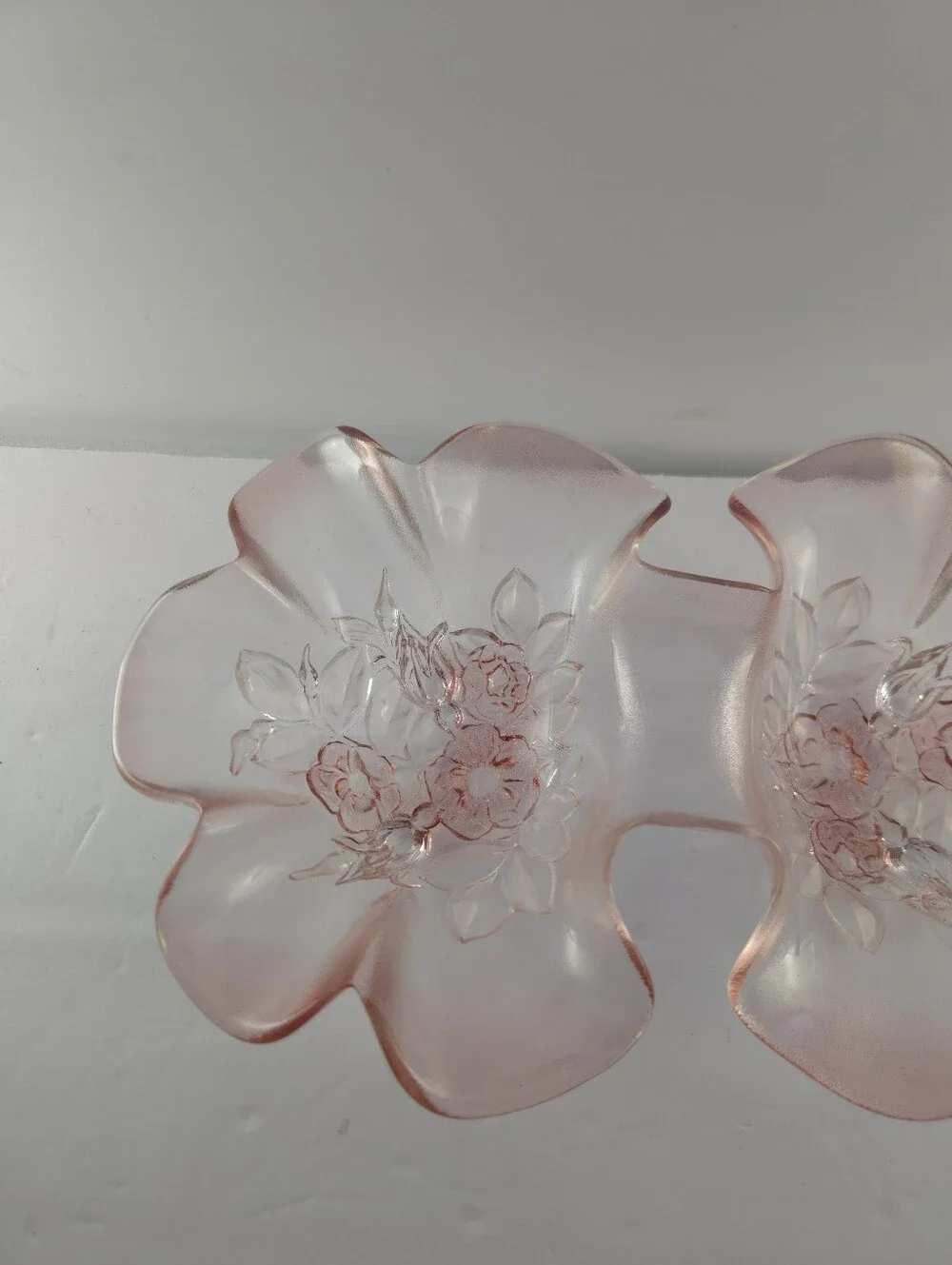 Mikasa Rosella Pink Glass Double Serving Bowl, Vintage